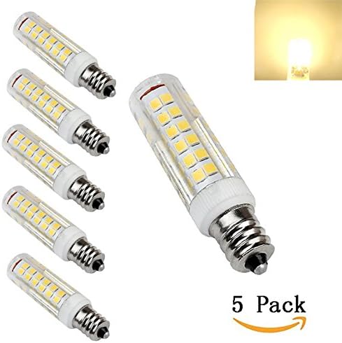 Led E12 led light bulb 120V, 3000K Warm White 6W Led E12 Candelabra Screw base, Xenon T4 JD type led halogen bulb replacement 50W or 60W with 550lm-(5packs)
