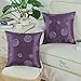Pack of 2 CaliTime Cushion Covers Throw Pillow Cases Shells for Home Sofa Couch 18 X 18 Inches, Modern Random Circles Geometric Chain Embroidered, Purple