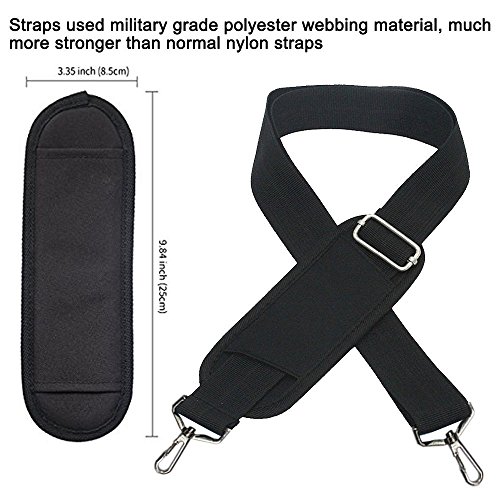 JAKAGO 150cm Universal Replacement Shoulder Straps Padded Adjustable Bag Straps with Metal Swivel Hooks and Non-Slip Pad for Duffel Bag Laptop Briefcase Violin Bag Camera Travel Bag (Black)