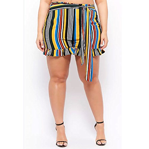 Fine Hot Pants Womens Summer Stripe Plus Size Fashion Casual Boknot Bandage Shorts