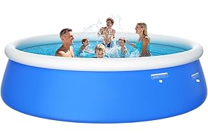 Sunrio 2025 Upgrade 8'*24" Round Inflatable Top Ring Above Ground Swimming Pool Fast Easy to Set Up Blow Up Pool for Summer Outdoor Garden Backyard Childen Adults