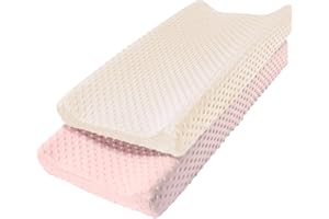 Owlowla Changing Pad Cover,Soft Minky Dots Changing Table Sheets for Baby Boy and Girl 2Pack (Pink&Cream)