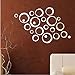 CoZroom Circular Mirror Creative Wall Clock Mirror Round Fashionable Modern Design Removable 3D Mirror for Home Decoration DIY Acrylic Cool Silver Durable Sticker Premium Quality Decoction Pieces
