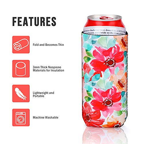 Hapythda Slim Can Sleeves - Insulated Neoprene Can Koozies Coolers Cover for 12oz Slim Drink Beer Bottleï¼ˆ4 PACKï¼‰