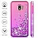 Compatible with Samsung Galaxy J2 Case, Galaxy J2 Core/Galaxy J2 Dash/Galaxy J2 Pure Case Glitter Liquid Quicksand Shiny Sparkle Flowing Bling Diamond Clear Cute Cover for Girls Women Purple/Pink