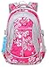 JiaYou Girl Flower Printed Primary Junior High University School Bag Bookbag Backpack(1# Rose,19 L)