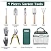 DRILLPRO 9 Piece Garden Tool Set, Gardening Steel Tools All-in-One Tool Bag, Durable Folding Stool, Stainless Steel Hand Tools Kit Bag