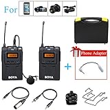 BOYA BY-UM48C UHF Omni-Directional Wireless Lavalier Microphone System for Canon EOS T6i C200 Nikon D3300 Sony A9 Camera Smartphone