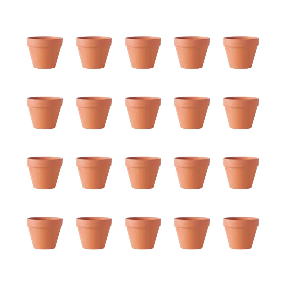 JIHUOO 20 Pcs Tiny Terracotta Pots Small Clay Pots Mini Succulent Plant Pots Nursery Flower Pots Planters with Drainage Hole 3 x 3cm