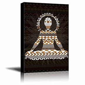 Brown Silouhette zentangled Meditating Position on a Rich...
