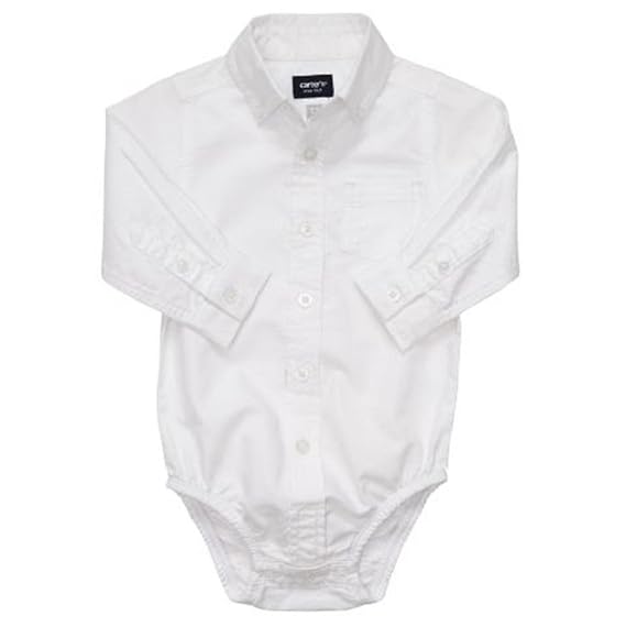 Carter's Baby Boys White Shirt Long Sleeve Bodysuit Button