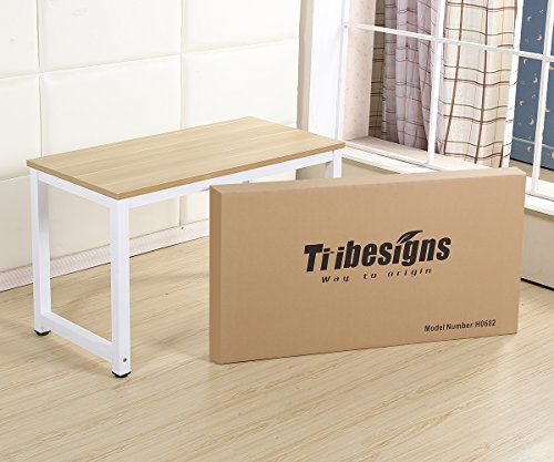 Tribesigns Computer Desk, 47" Modern Simple Office Desk Computer Table Study Writing Desk for Home Office, Light Walnut - Thumbnail 6