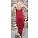 QIYUN.Z Red Spaghetti Strap Deep V Backless Sleeveless Casual Loose Rompers Jumpsuit