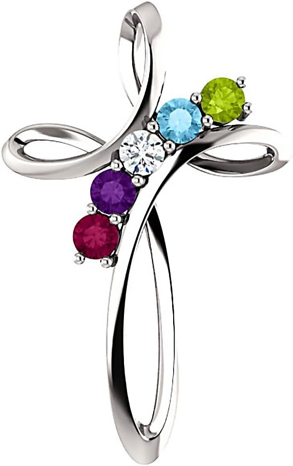 5 Stone Mother’s Cross Slide Pendant Custom Made for Your Family