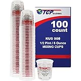 Custom Shop Brand (Full Case of 100 Each - 1/2 Pint (8oz) Paint Mixing Cups) - Cups Have Calibrated Mixing Ratios on Side of Cup BOX of 100 Cups