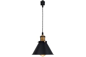 SKIVTGLAMP L-Type Track Lighting Pendants Restaurant Retro Black Iron Lampshade with Gold Bronze E26 Socket Lightolier Compat