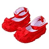 Cute Baby Girl Crib Shoes Comfortable Soft Sole Anti-Slip Sandal Princess Rose Flower Infant Toddler Shoes Red