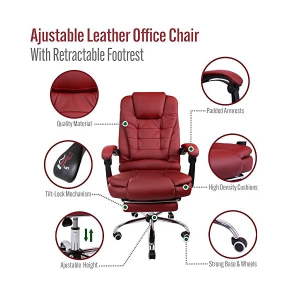 Halter Reclining Leather Office Chair Modern Executive Adjustable Rolling Swivel Chair Headrest With Retractable Trp