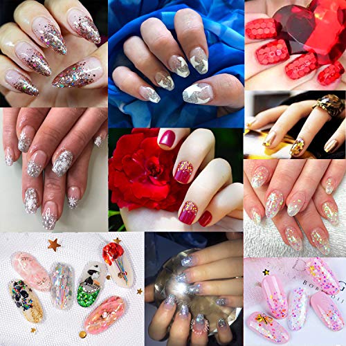 Holographic Chunky Glitter 12 Boxes Face Body Eye Hair Nail Festival Different Size and Colors Powder Glitter Mixed Paillette Sparkles Tips