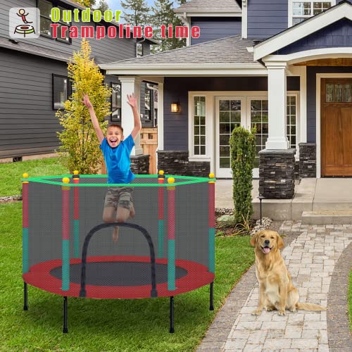 TOYMATE Kids Trampoline with Safety Enclosure Net 5FT Trampoline for