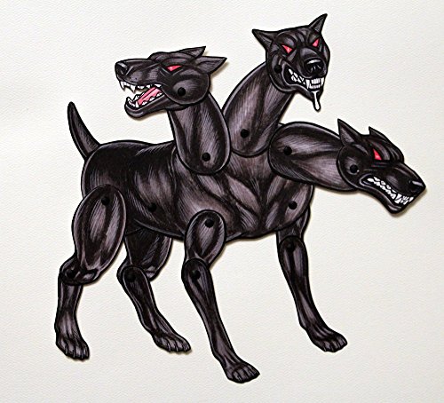 Cerberus 3 Headed Dog Articulated Paper Doll - Hellhound of the Underworld