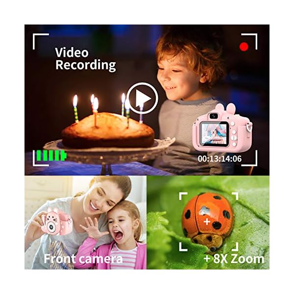 Kids-Camera-with-Silicone-Case-200MP-Rechargeable-Kids-Digital-Dual-Camera-with-20-Inch-IPS-Screen-1080P-Video-Camcorder-32GB-SD-Card-Selfie-Childrens-Camera-Toy-for-Boys-Girls-Age-3-12-Pink Kids Camera with Silicone Case, 20.0MP Rechargeable Kids Digital Dual Camera with 2.0 Inch IPS Screen 1080P Video…
