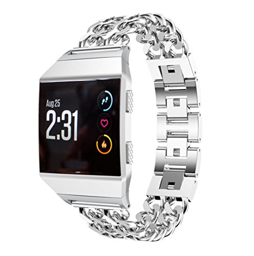 Lisin Watch Replacement WirstBand, New Solid Stainless Steel Accessory Watch Band Strap Metal Bands For Fitbit Ionic (Silver)