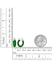 Pendientes de aro de jade macizo de plata de ley 925, color verde vibrante con piedras preciosas