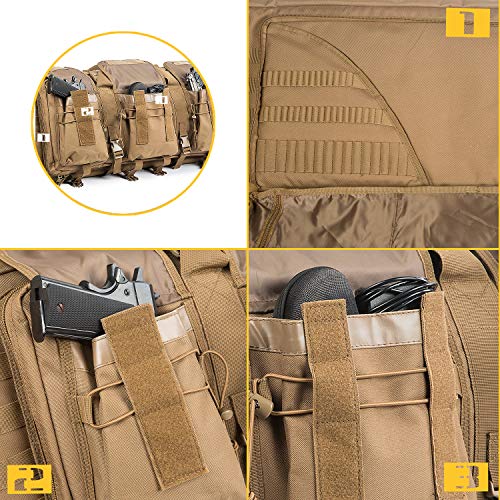 XWLSPORT AK47/AR16 Tactical Rifle Case Double Carbine Bag Outdoor Molle Deluxe Double Rifle Gun Bag Padded Long Gun Case & Rifle Storage Backpack(2 Sizes and 6 Colors to chooese from) (TAN, 42inch) - Thumbnail 5