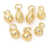 DanLingJewelry 20Pcs Random Brass Round Ball Sport Theme Charms Golden Color Volleyball Football Rugby Charms for Jewelry Making Necklace Crafts