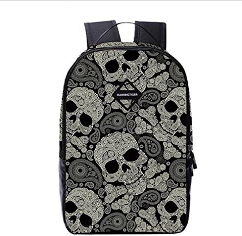 CaTiger New Fashion Backpack Middle School Students Schoo Bag Girls Travel Backpack Skull Decoration Bag (1)