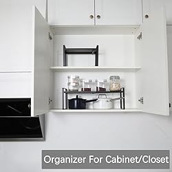 Expandable Cabinet Shelf Organizer Riser for