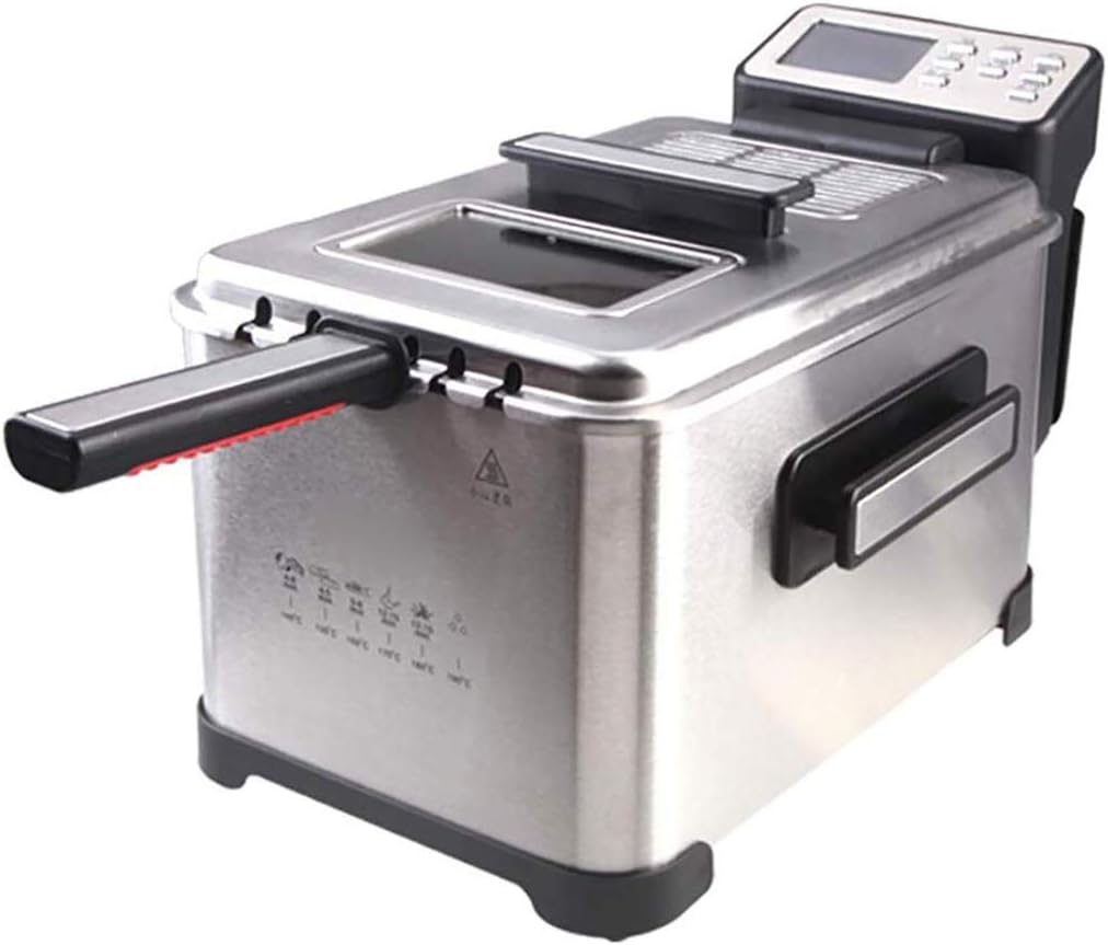 YHLZ Electric Fryer Household Electric Fryer Commercial Double Cylinder Temperature Control Fryer Multifunctional Deep Fryer 2000W Stainless Steel 4 Liter Large Capacity Electric