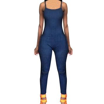 denim zipper jumpsuit