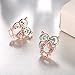 iCAREu Rose Gold Plated Colorful Czechic Diamond Owl Stud Earrings for Women, Girls