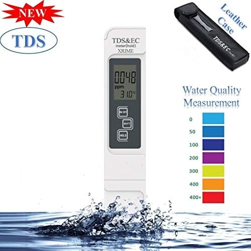 Techtest Digital TDS Meter Filter Measuring Water Quality Purity Tester Large Display Screen 3-in-1 TDS, EC, Temp Pen Type Pocket Sized Handheld Plastic Hydroponic Ppm Conductivity Tool Thermometer
