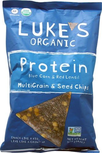 Luke's Organic Multigrain & Seed Protein Chips Blue Corn & Red Lentil -- 5 oz - 2 pc