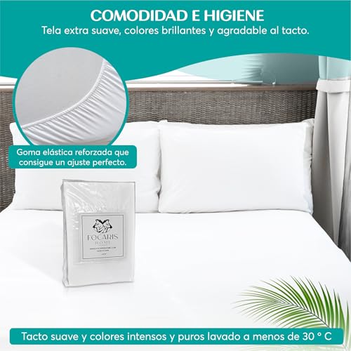 FOCARIS Home Waterproof and Adjustable Mattress Protector Cover Mattress Cover 200 x 200 cm Thickness 30 cm Antibacterial / Anti Dust Mite Protector 200 Mattresses 200 x 200 cm Packaging Presentation Gift