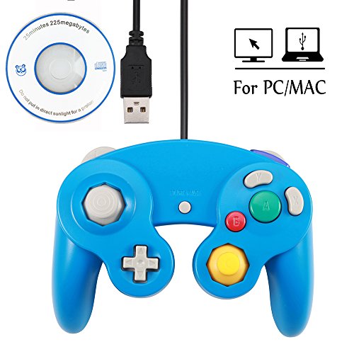 Mekela 5.8 feet Classic USB Wired NGC Controller Gamepad resembles Gamecube for Windows PC MAC (USB Blue)