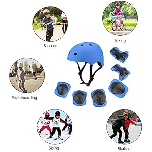Kuulla Kids Toddler Protective Gear Set - 3 to 8 Years Old - Unisex for Girls and Boys - Helmet and Pads - Elbow Knee Skateboard Gear - Other Extreme Sports Activities