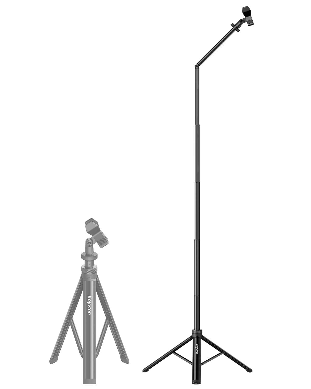 Photo 1 of Koyvton Mic Stand, Portable Aluminum Microphone Stand Floor with Easy Lock & Quick Adjustable, Professional Tripod with Mic Clip for Studio Stage Singing for Ikarao, Shure, Rode, Blue Yeti, Samson