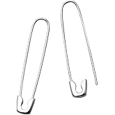 Minimalist Safety Pin Cartilage Sterling Silver Big Hoop Earrings for Women Girls Elegant Dangle Drop 37mm