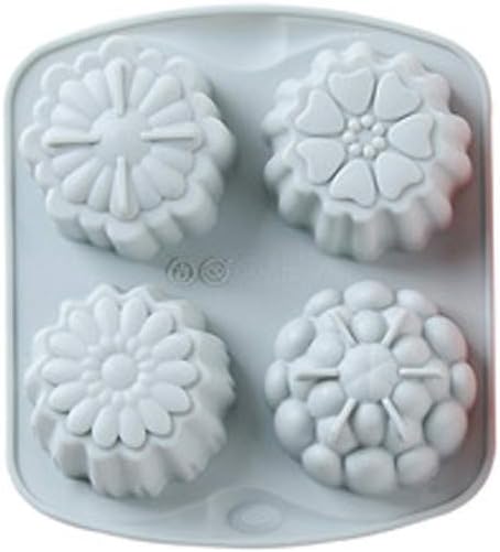 OCCOKO 3d Silicone Baking Mold, Silicone Trays Candy Molds For Ice Tray Cube Mold, Handmade Soap Pudding Mold Shape Baking Tray Cake Cookie Chocolate Mould(Blue-Flowers, 15.7x13.9x3.1cm)