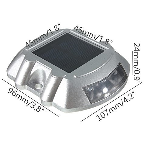 Solar Deck Light with 6 LED Lamp, IP68 Waterproof Road Driveway Pathway Light Casting Aluminum, Outdoor Wireless Path Warning Lights for Fence Patio Stud Yard Home Driveway Stairs Step Garden(Green)