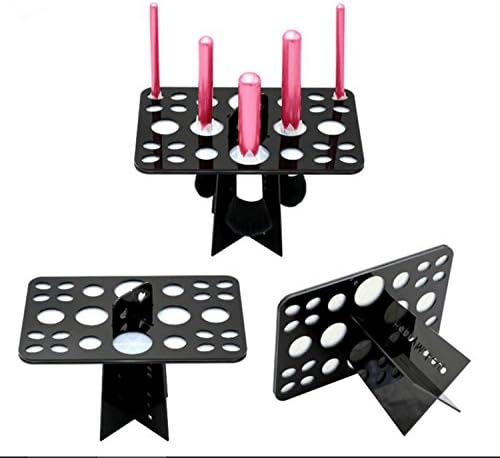 26 Mix Size Slots Makeup Brush Holder Air Drying Rack Organizer (black)