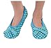 Snoozies Womens Polka Dot Ballet Slipper Socks, Blue Dots, Large