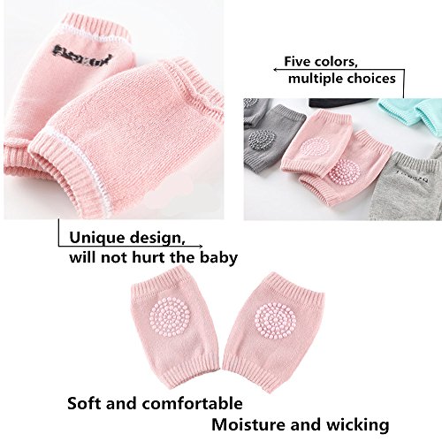QICI Baby Crawling Anti-Slip Knee and Anti Slip Socks,Unisex Baby Toddlers Knee Pads 5 Pairs, Soft Cotton Assorted Boys Girls Grip Walkers Socks 3 Pairs,Best Infant Gift. (8 Pack) - Thumbnail 3