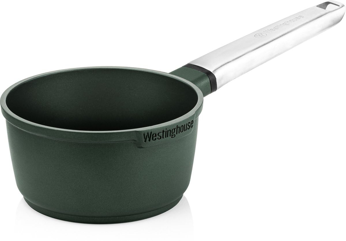 Westinghouse Performance Series Non Stick Saucepan 18cm - Lightweight Cast Aluminium - Saucepans for Induction Hobs, All Other Stove Types & Oven Proof - Stainless Steel Handle - Green