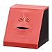 Eco-home Coin Bank Money Eating Money Wrappers Battery Powered Face Monkey Saving Box - Blue (Red)