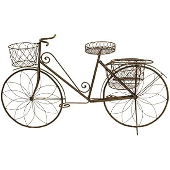Deco 79 Metal Bicycle Garden Planter, Rustic Brown
